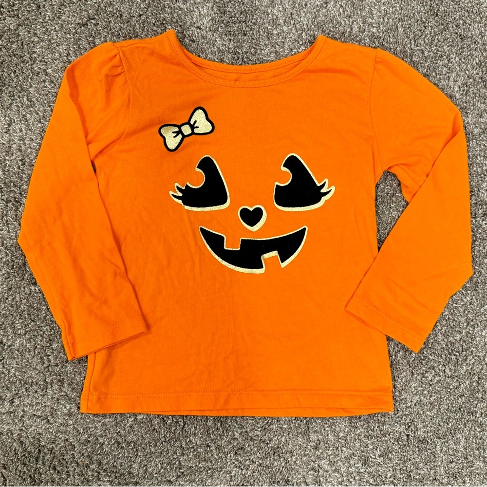 Orange Pumpkin Face Long Sleeve Shirt